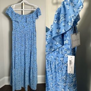 JUNIORS Premier Amour Off the Shoulder Floral Maxi Dress